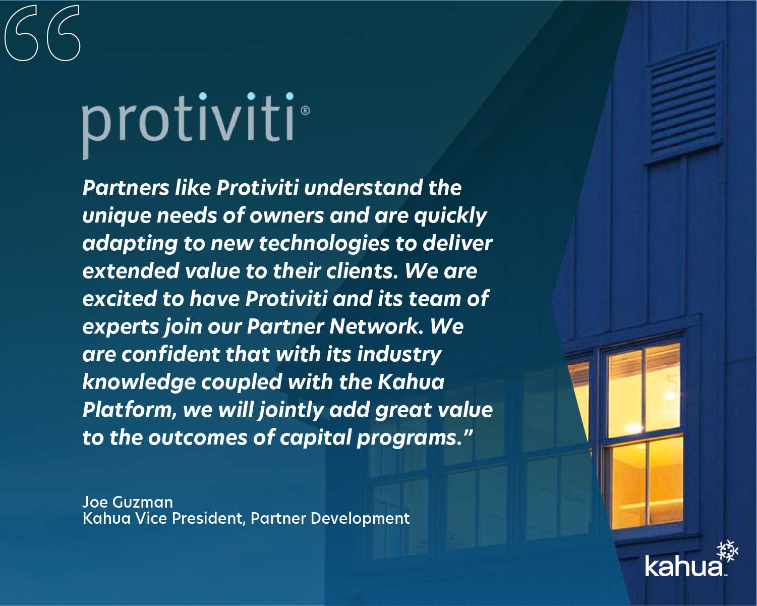 Kahua Partners with Protiviti to Meet the Diverse Needs of Capital and