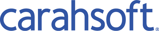 Blue text logo of carahsoft